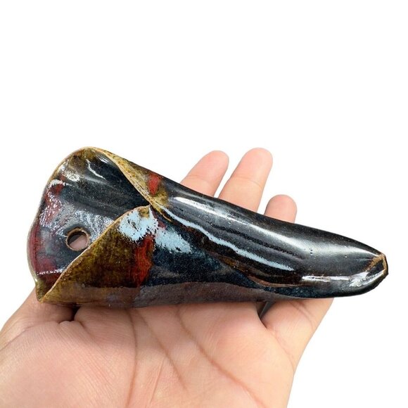 Vintage B Creek Hand Made Pottery Wall Pocked Vase Signed Ceramic Vase Wall Dec - Picture 8 of 10